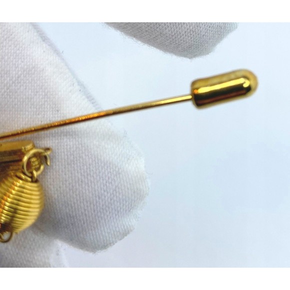 Vintage Adjustable Asian Theme Gold Tone Fan Stick Pin - Picture 8 of 13